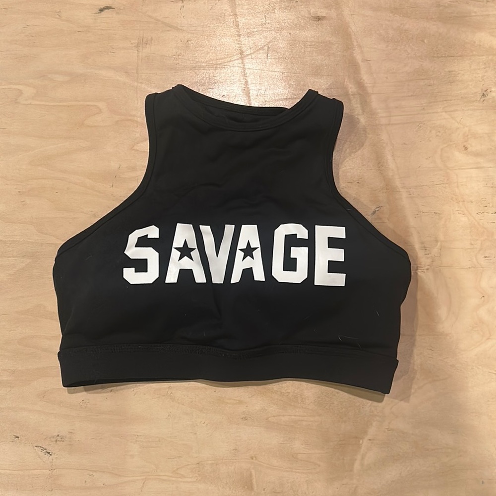 Size Small Black Savage high neck sports bra excellent used condition